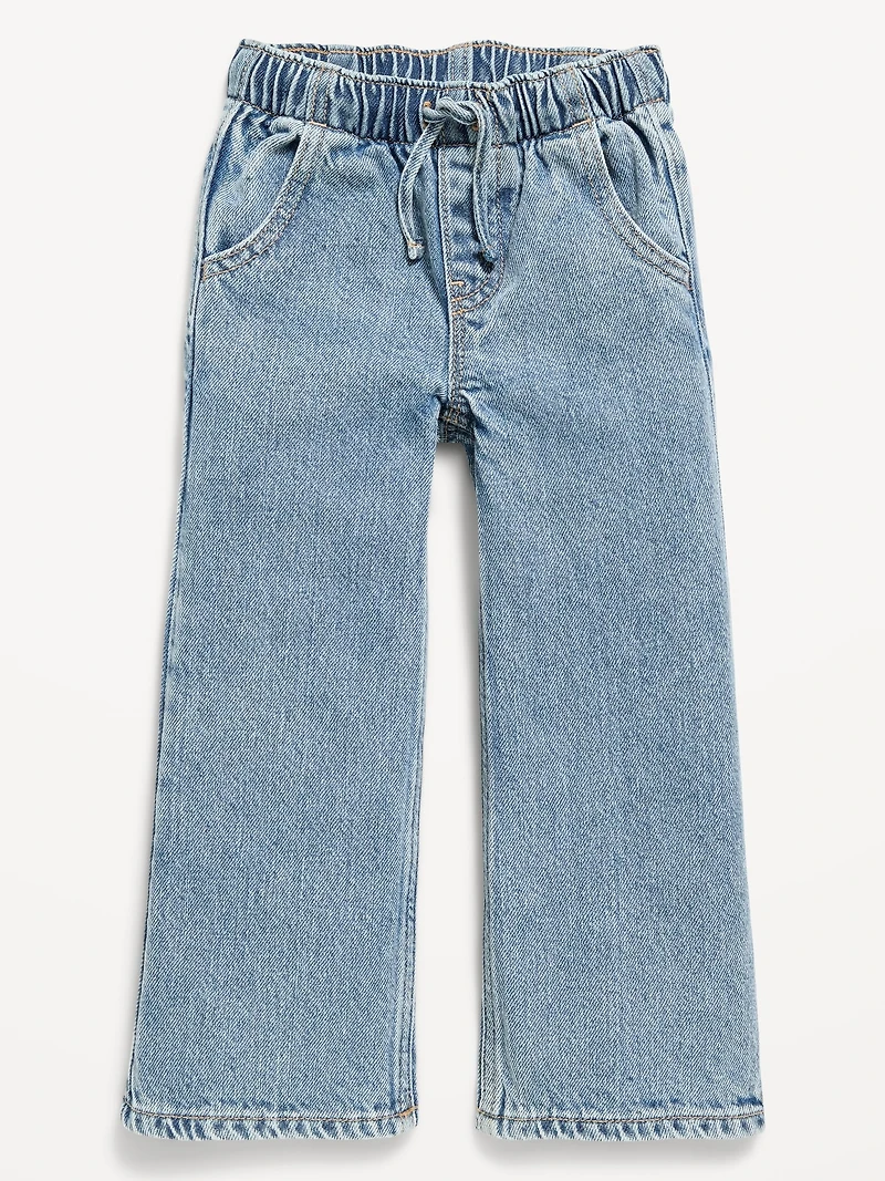 High-Waisted Baggy Wide-Leg Pull-On Jeans for Toddler Girls
