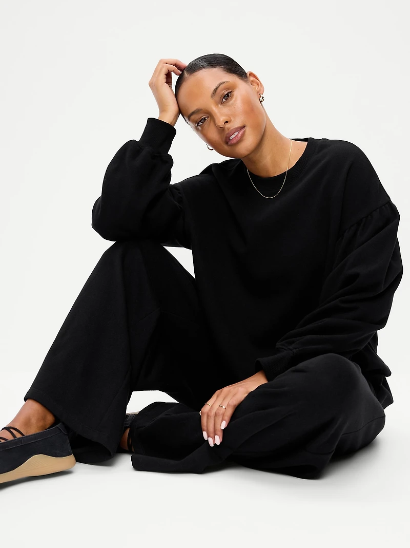 SoComfy Oversized Puff-Sleeve Cropped Sweatshirt