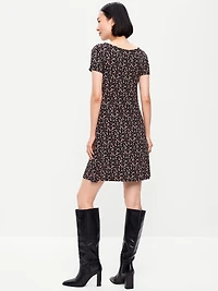 Short-Sleeve Mini Swing Dress