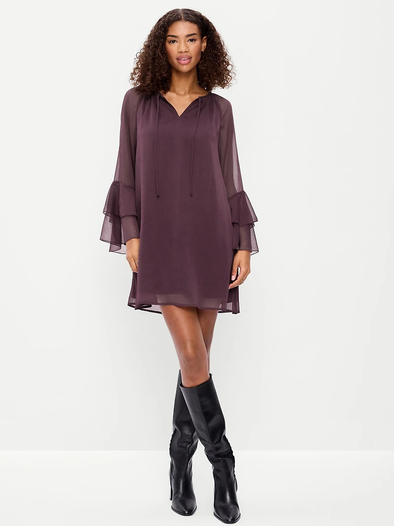Bell-Sleeve Boho Mini Dress