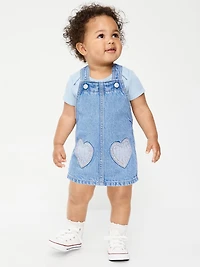 Printed Denim Skirtall Dress for Baby