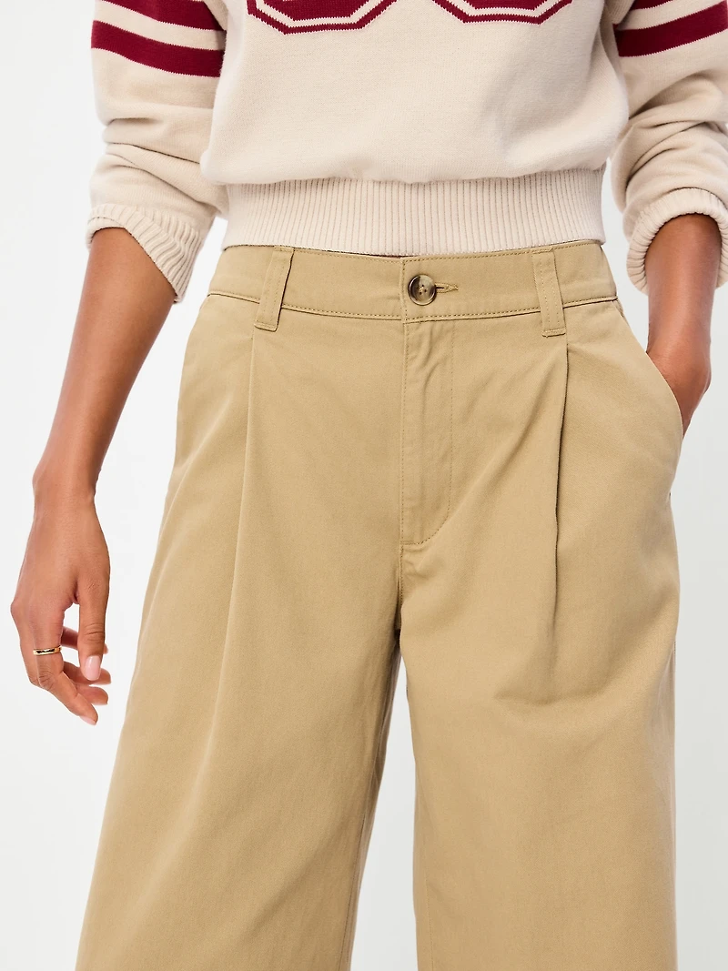 Mid-Rise Pleated Wide-Leg Pants