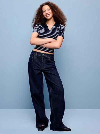 Mid-Rise Slouchy Wide-Leg Jeans