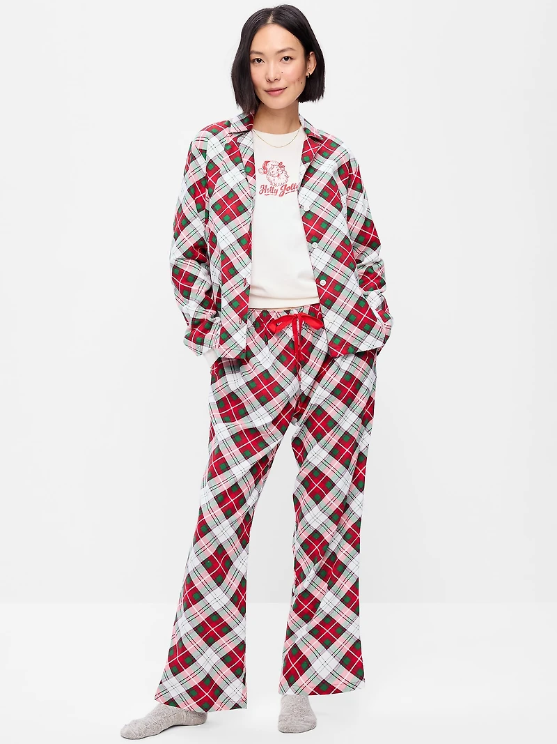 Printed Flannel Pajama Pant Set for Women