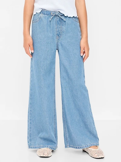 Pull-On Super Baggy Wide-Leg Denim Jeans for Girls