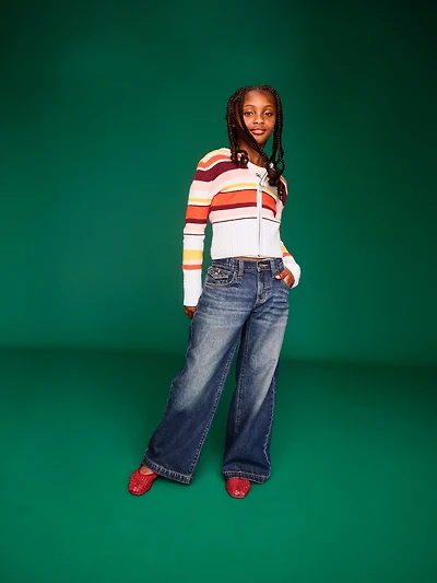 Low-Rise Baggy Wide-Leg Jeans for Girls