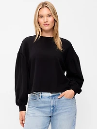 SoComfy Oversized Puff-Sleeve Cropped Sweatshirt