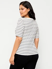Fitted Scoop-Neck Henley T-Shirt