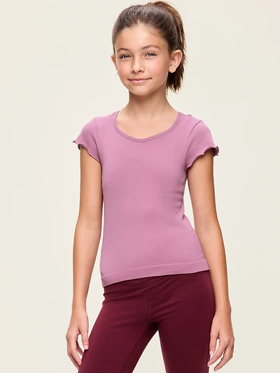 Fitted Seamless Ribbed Performance Top for Girls