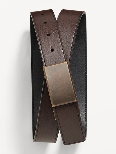 Faux-Leather Reversible Ratchet Belt