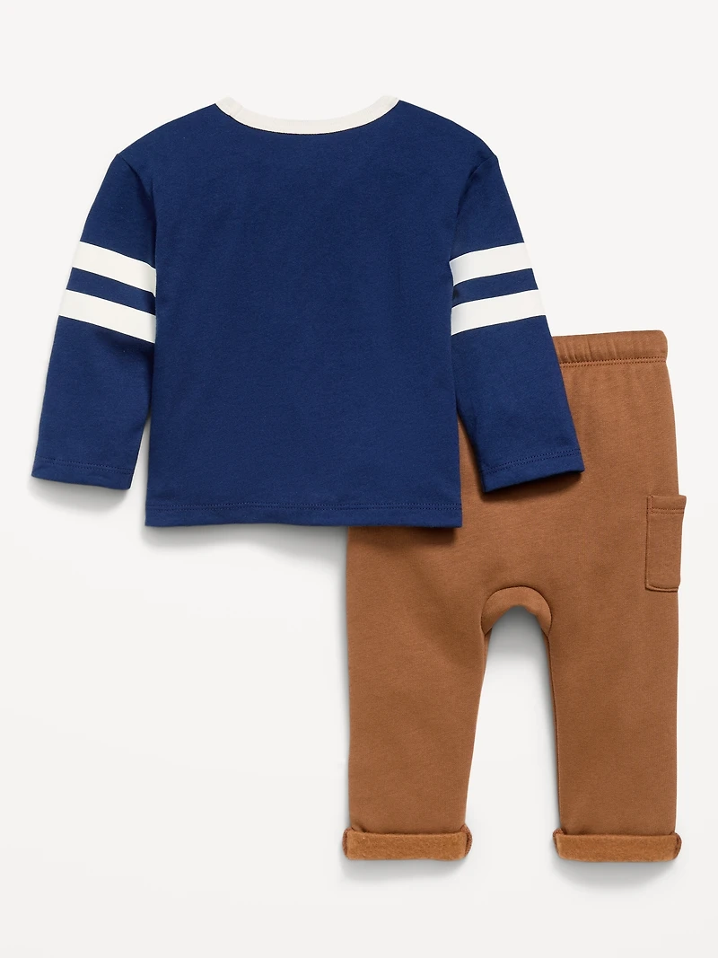 Long-Sleeve Graphic T-Shirt and Sweatpants Set for Baby