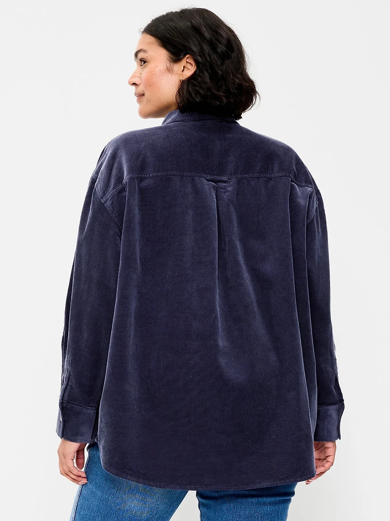 Oversized Boyfriend Button-Down Corduroy Shirt