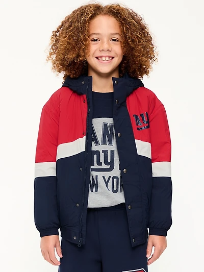 New York Giants Oversized Crinkled Hooded Jacket for Boys