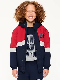 New York Giants Oversized Crinkled Hooded Jacket for Boys