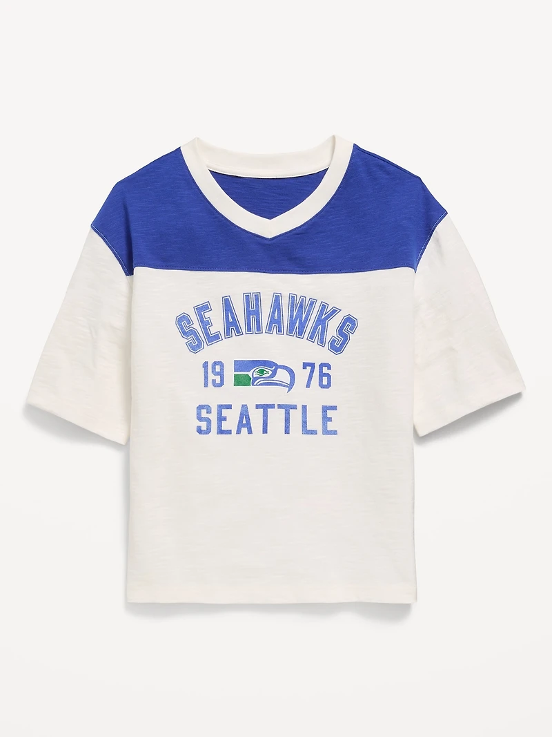 Seattle Seahawks Oversized Graphic Football T-Shirt for Girls
