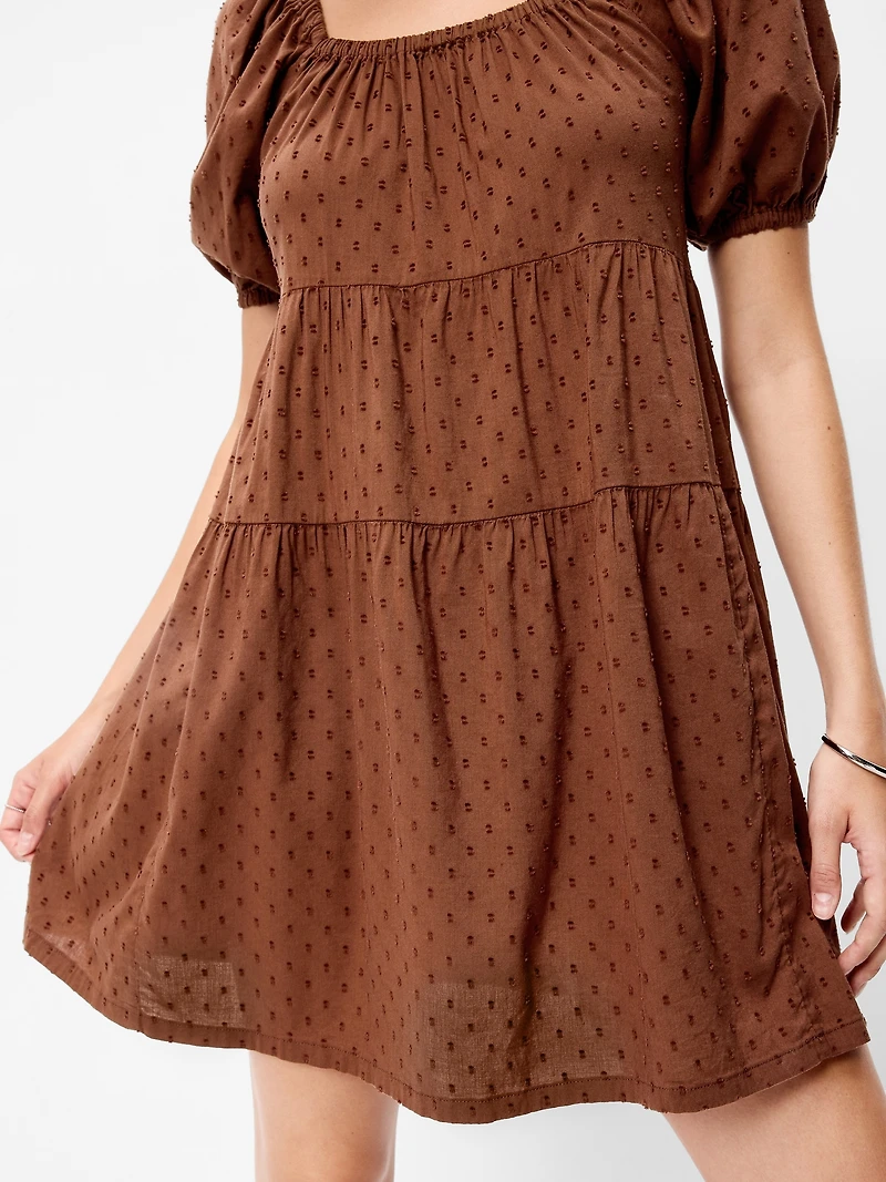 Puff-Sleeve Swing Mini Dress