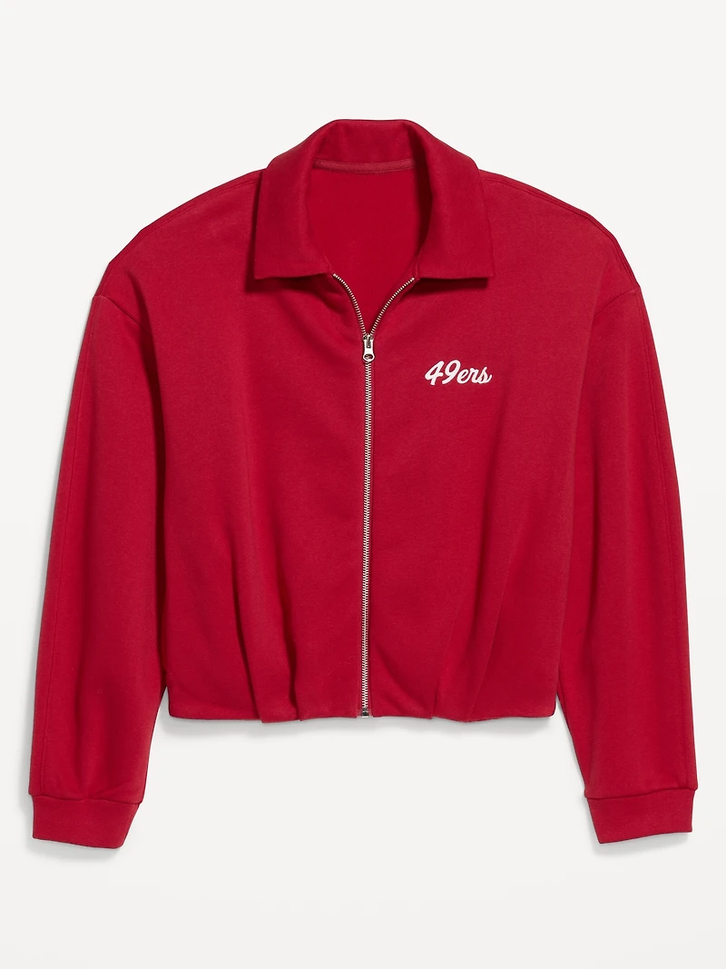 San Francisco 49ers Oversized Fleece Bomber Jacket for Women