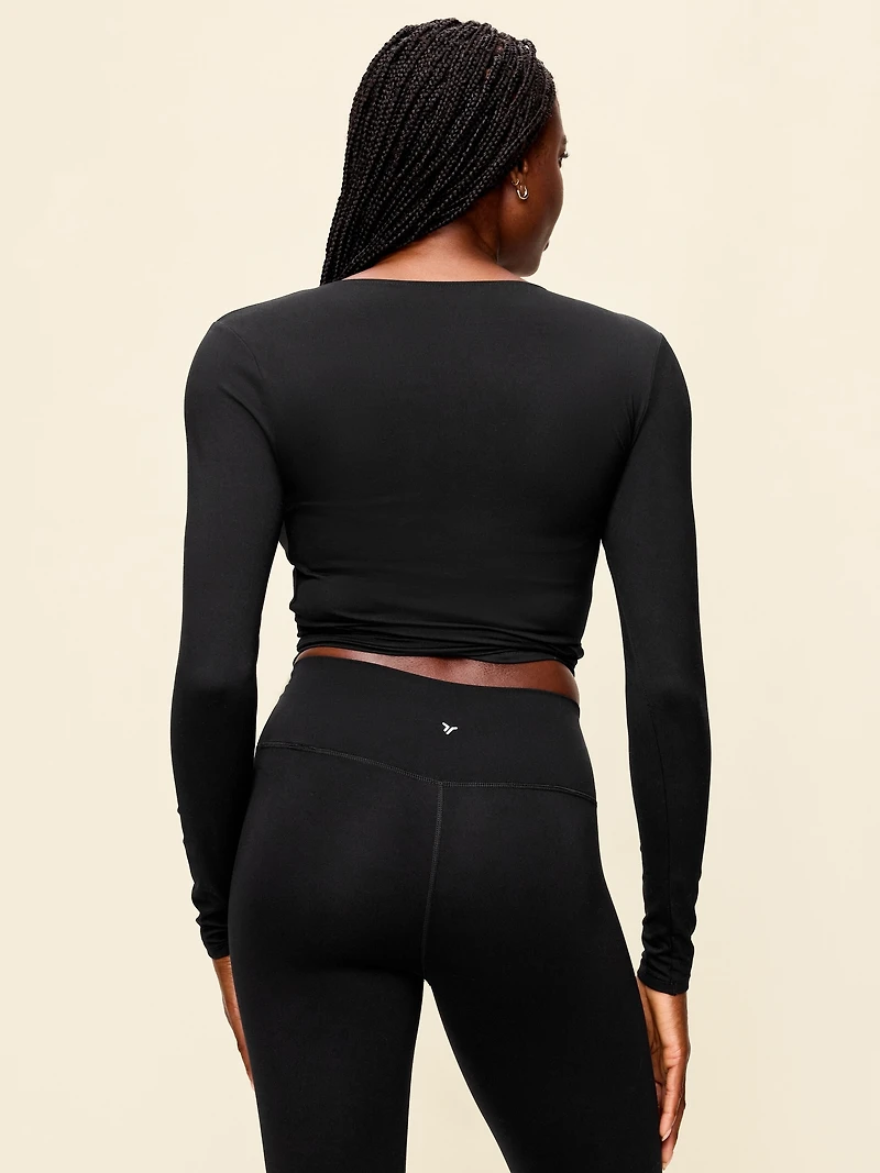 StudioSmooth Long-Sleeve Wrap Top