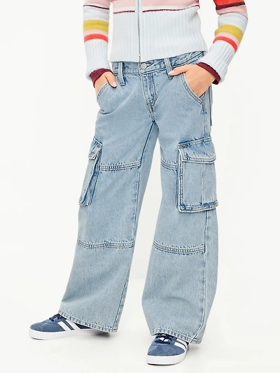 Low-Rise Super Baggy Wide-Leg Cargo Jeans for Girls