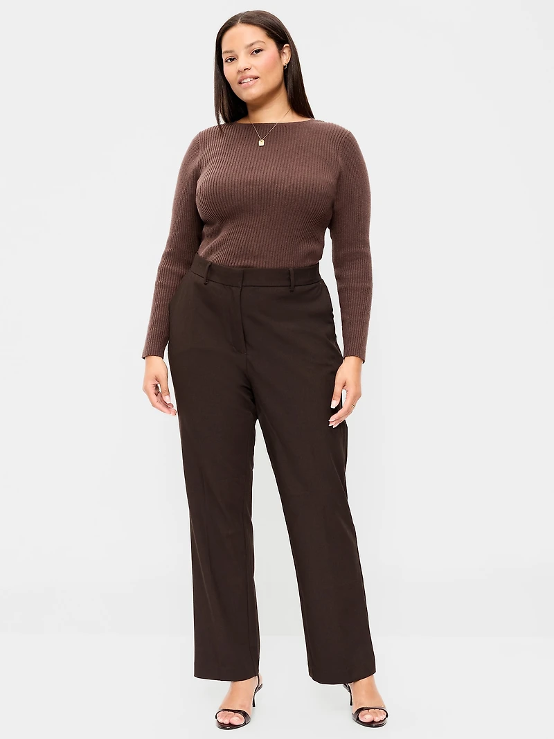 Extra High-Waisted Straight-Leg Twill Pants