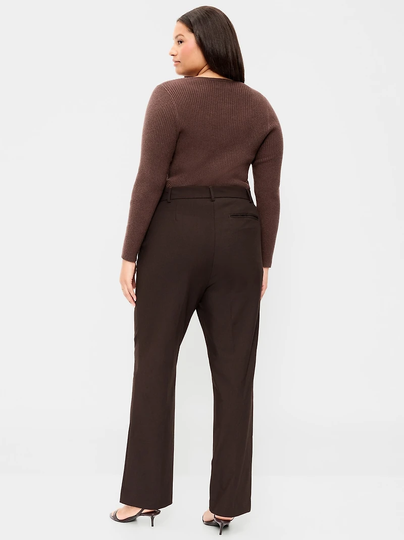 Extra High-Waisted Straight-Leg Twill Pants