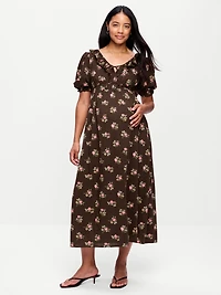 Maternity Puff-Sleeve Maxi Dress