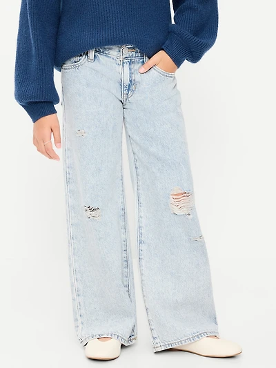 Low-Rise Baggy Ripped Wide-Leg Jeans for Girls