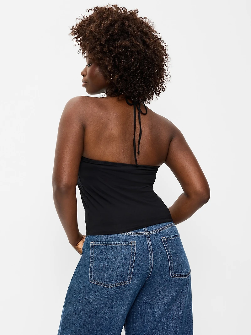 Tie-Neck Rosette Tube Top