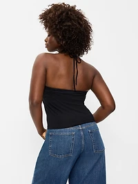 Tie-Neck Rosette Tube Top