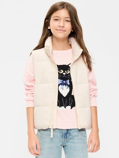 Water-Resistant Quilted Puffer Vest for Girls