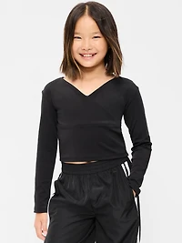 StudioSmooth Long-Sleeve Wrap-Front Top for Girls