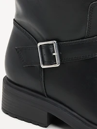 Faux-Leather Moto Boots for Women