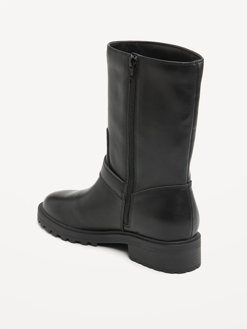 Faux-Leather Moto Boots for Women