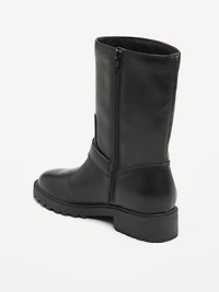 Faux-Leather Moto Boots for Women