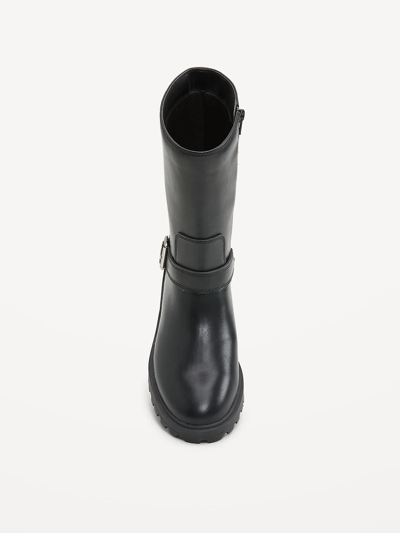 Faux-Leather Moto Boots for Women