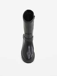 Faux-Leather Moto Boots for Women