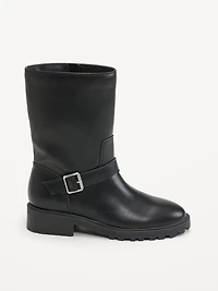 Faux-Leather Moto Boots for Women