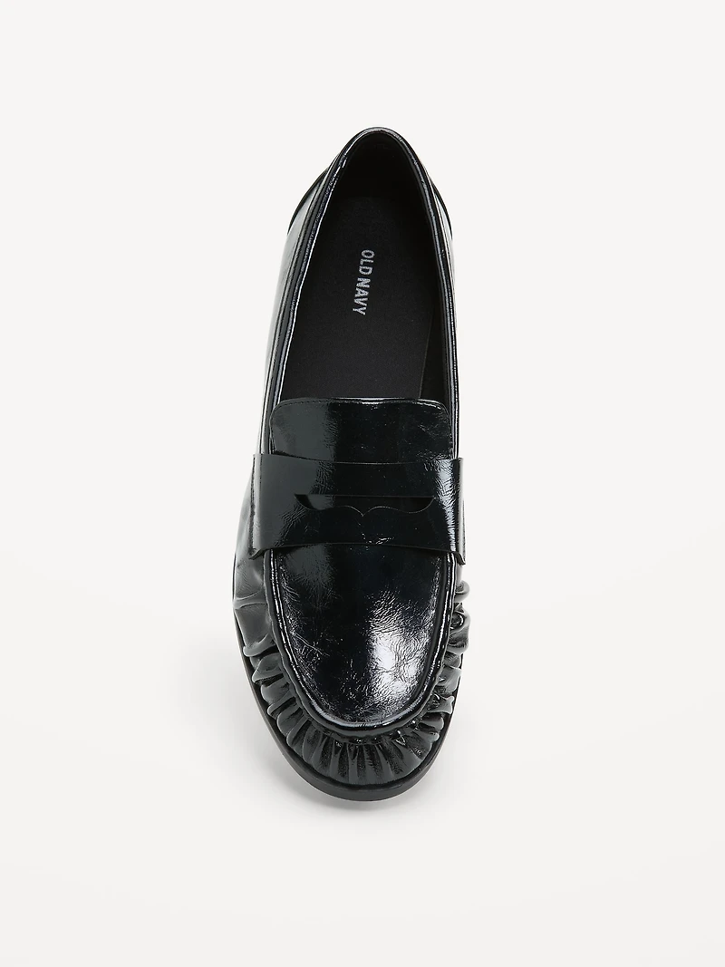 Faux-Leather Ruched Loafers