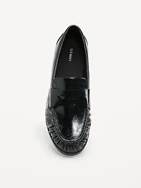 Faux-Leather Ruched Loafers
