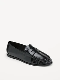 Faux-Leather Ruched Loafers