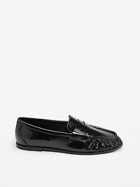 Faux-Leather Ruched Loafers