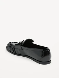 Faux-Leather Ruched Loafers