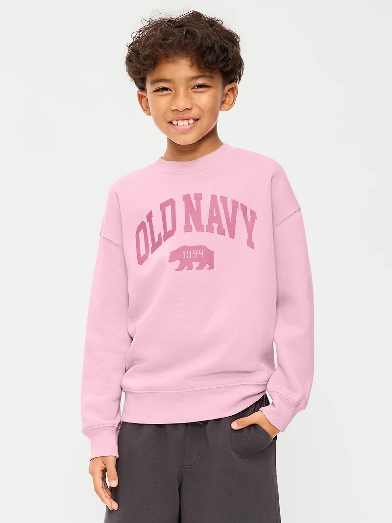 Oversized Logo Graphic Crew-Neck Sweatshirt for Boys