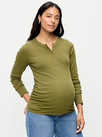 Maternity Long-Sleeve Henley T-Shirt
