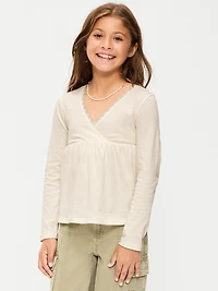 Long-Sleeve Faux-Wrap Top for Girls