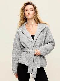 Quilted Bounce Fleece Wrap-Front Jacket