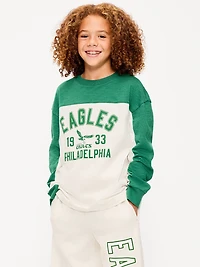 Philadelphia Eagles Long-Sleeve Oversized Graphic Football T-Shirt for Boys