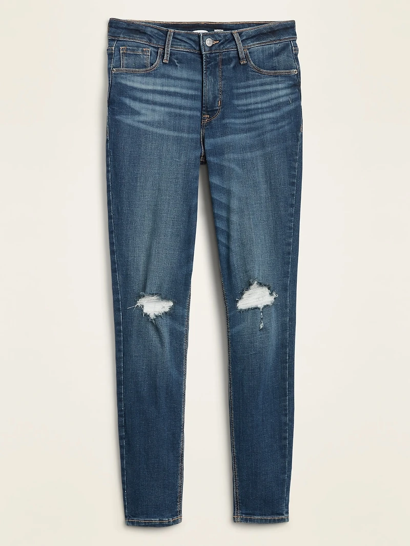 High-Waisted Rockstar Distressed Super Skinny Jeans For Women