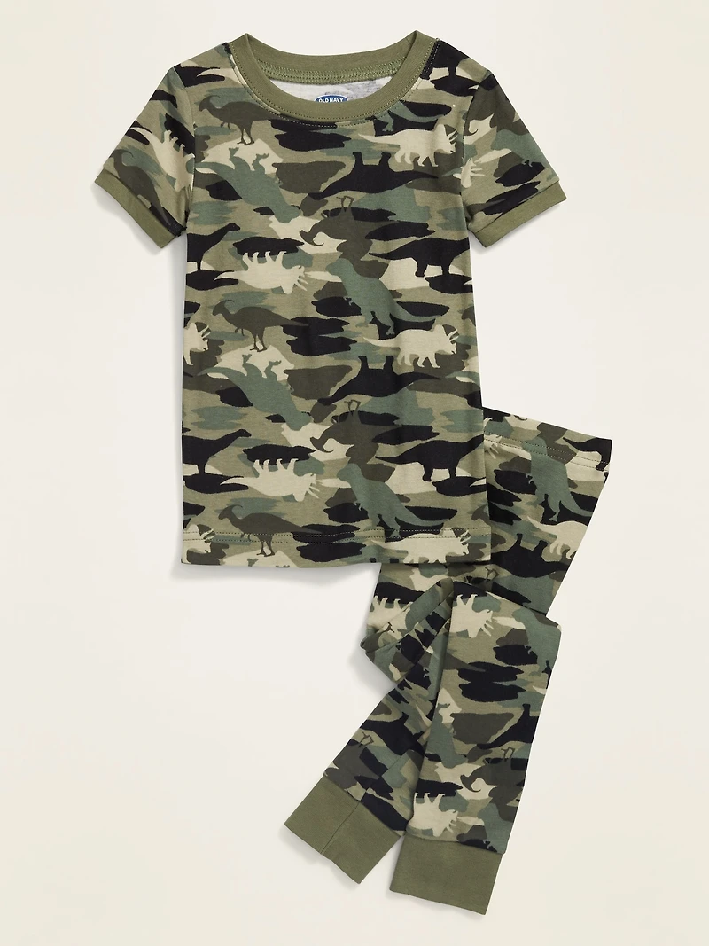 Unisex Camo-Dino Pajama Set for Toddler & Baby