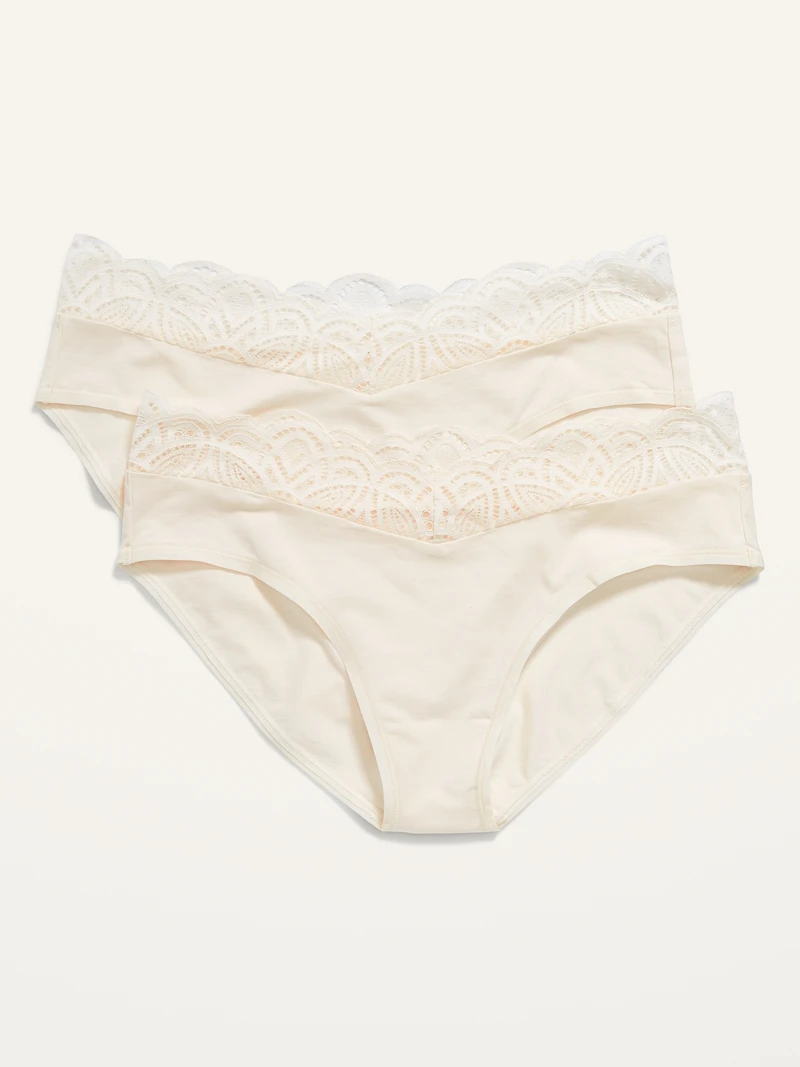 Sous-vêtement bikini de maternité en mélange de coton Supima® à garniture en dentelle,
